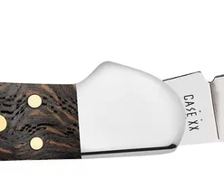 Case Knife Smooth Black Curly Oak Wood Mini CopperLock #14010