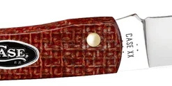Case Knife Smooth Dark Red Burlap Micarta CS Sod Buster Jr #12273