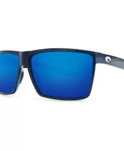 Costa Del Mar Rincon Sunglasses In Shiny Black With Blue Mirror 580G Lenses