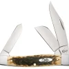 Case Knives Peach Seed Jig Amber Bone CS Large Stockman Knife #00204