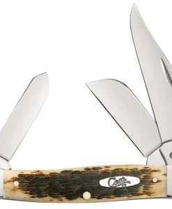 Case Knives Peach Seed Jig Amber Bone CS Large Stockman Knife #00204
