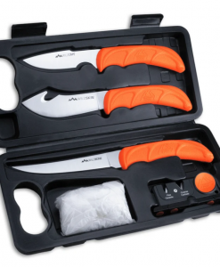 Outdoor Edge Wild-Lite 6-Piece Game Processing Set – Caping, Skinning & Boning Knives, Sharpener, Gloves & Case (WL-6)