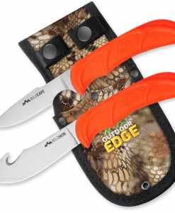 Outdoor Edge Wild-Pair Skinner/Caper Combo – Gut-Hook Skinning Knife Set with Sheath (WR-1C)