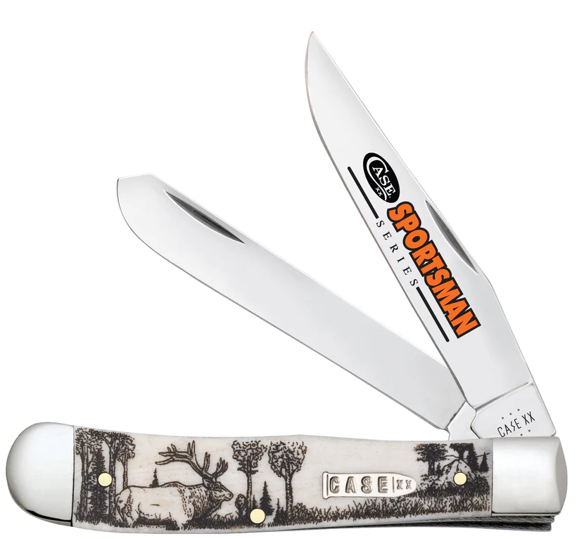 Case Sportsman Series Elk Embellished Trapper Knife – Smooth Natural Bone Handle Case Sportsman Series Elk Embellished Trapper Knife – Smooth Natural Bone Handle
