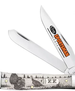 Case Sportsman Series Turkey Embellished Trapper Knife – Smooth Natural Bone Handle