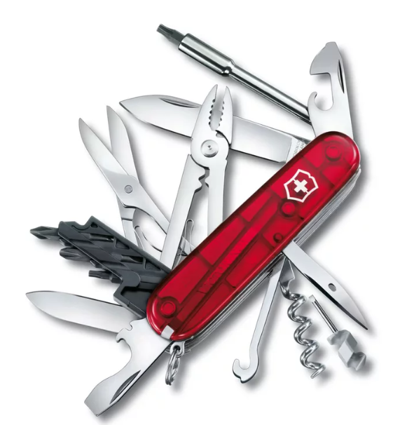 1.7725.T Victorinox CyberTool 34 Translucent Red Swiss Army Knife – Model 1.7725.T | 34-Function Multi-Tool