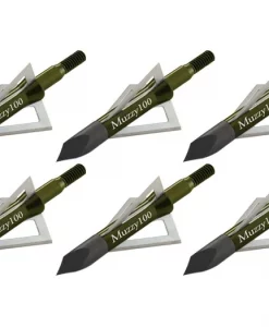 Muzzy 100gr 3-Blade Broadheads 6 Pack – Fixed Blade Archery Hunting Tips #225-X