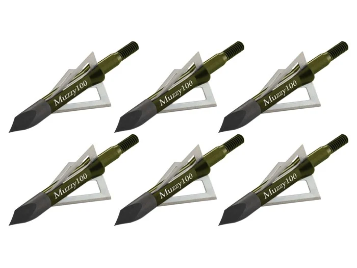 Muzzy 100gr 3-Blade Broadheads 6 Pack – Fixed Blade Archery Hunting Tips #225-X Muzzy 100gr 3-Blade Broadheads 6 Pack – Fixed Blade Archery Hunting Tips #225-X