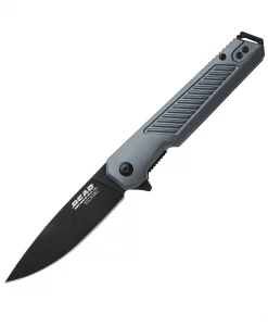 Bear & Son Edge 4¾" Dark Gray Aluminum Assisted Opener – Black Blade